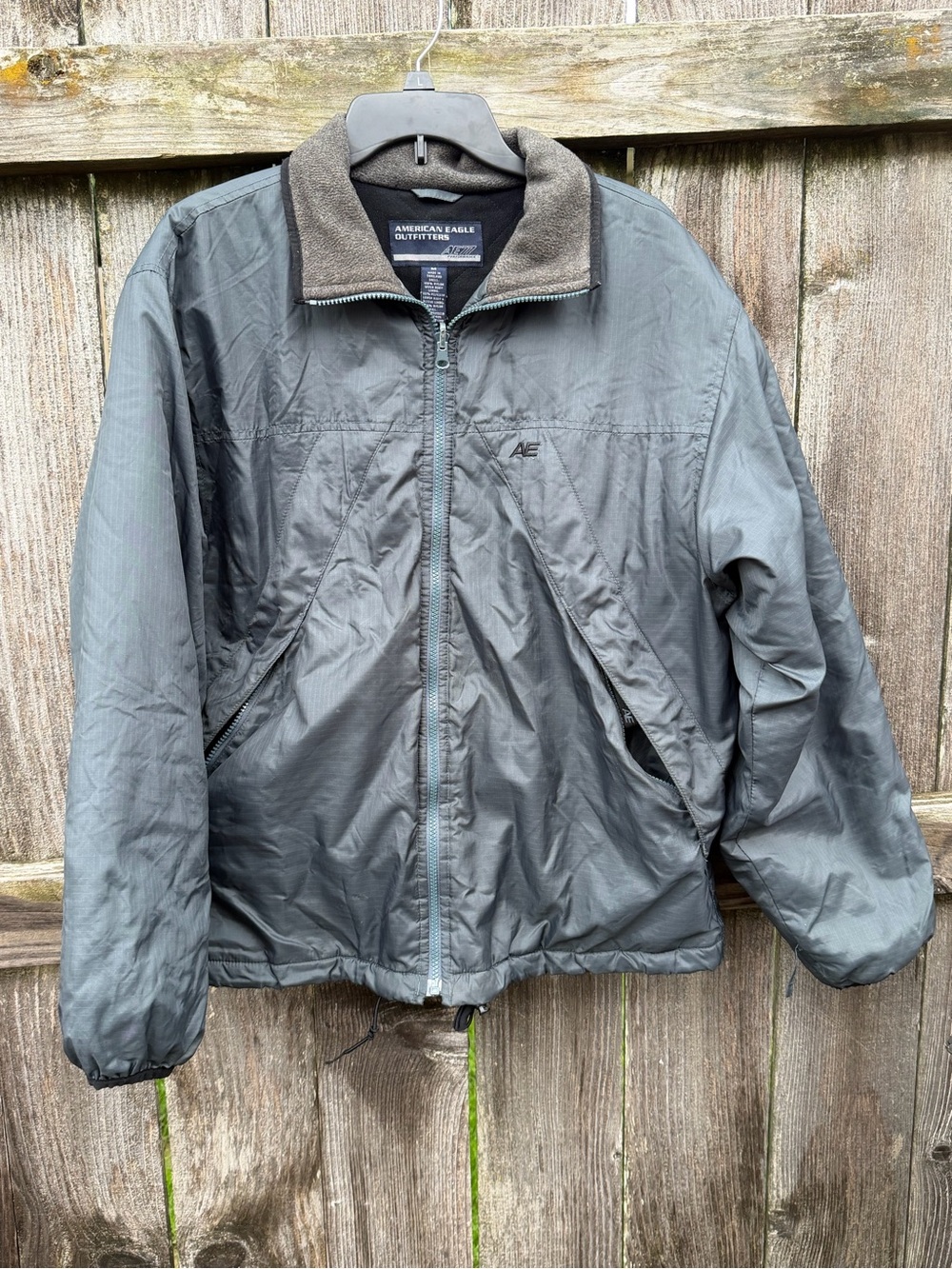 American Eagle Outfitters Men’s Charcoal Lightweight Zip Jacket